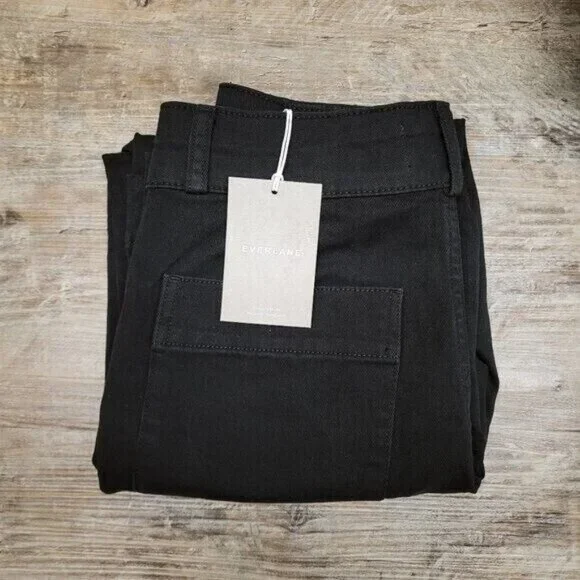 NEW Everlane The Organic Straight-Leg Pant High Rise in Black Size 6 Womens - Picture 4 of 11